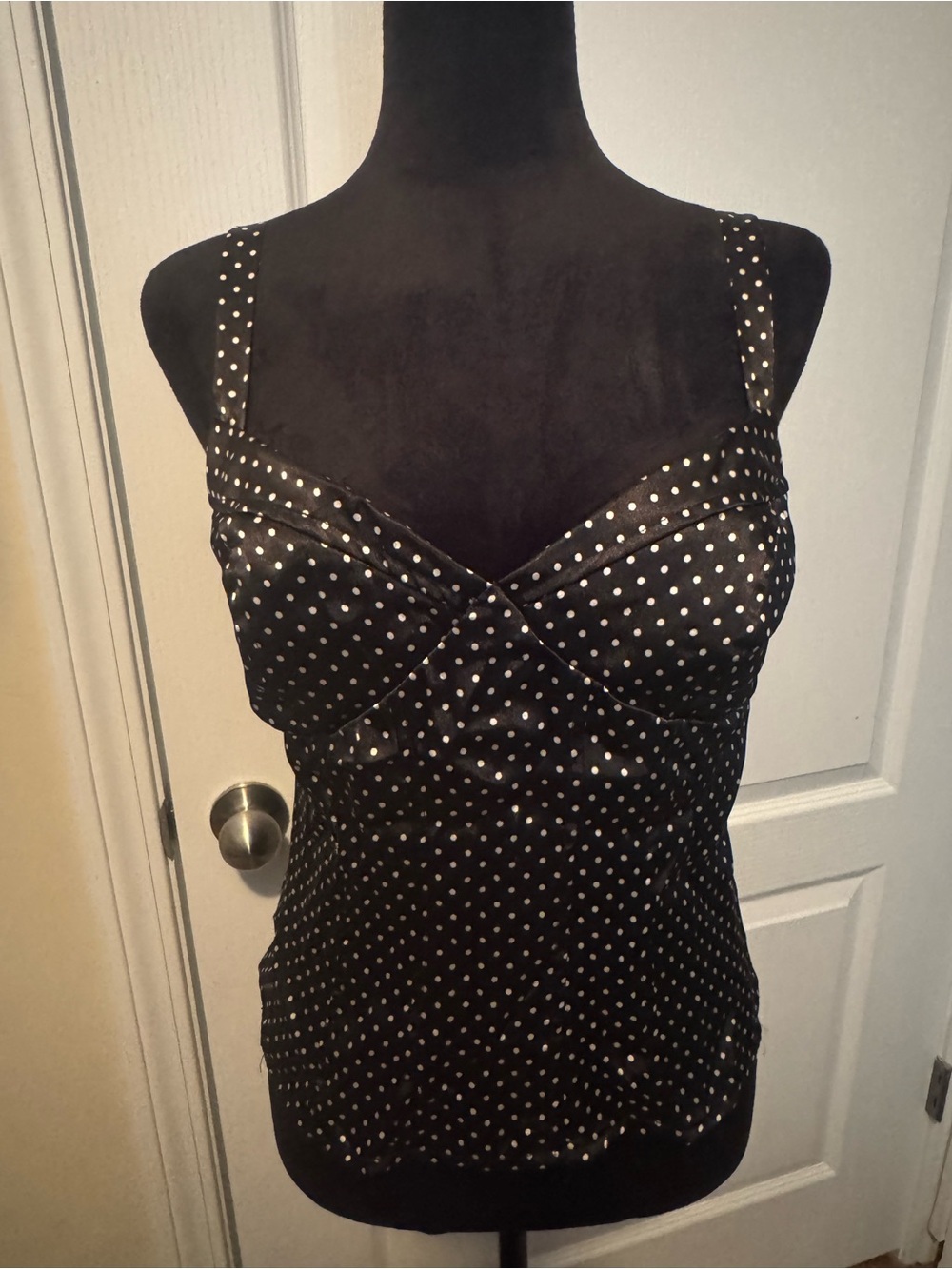 Studio Y Black and White Polka Dot Strapless Top